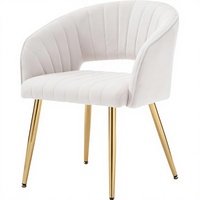 Ensemble de chaises de bureau ergonomiques modernes en velours, pieds en métal doré, chaise de coiffeuse rembourrée, chaise d'appoint sans accoudoirs pour le salon