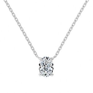 Dylam Jewelry Classic Collection 925 Sterling Silver Link Chain 1ct <b>D</b> VVS1 Moissanite Stone Oval Shape Pendant <b>Necklaces</b> - Product Image 1