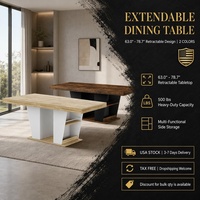 [Stock US] Table à manger extensible de style rustique de 78,7 pouces pour 8 à 10 personnes, avec étagères de rangement des deux côtés, expédition domestique aux États-Unis, MOQ 1