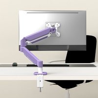 Bras de moniteur en acier violet vibrant KHCOOHOO avec ressort à gaz, pivotant ergonomique à 360°, inclinaison de 32 pouces, réglable en hauteur jusqu'à 45°, VESA