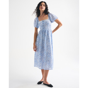 LEDUO 2026 Vestido de Verano para Mujer, Elegante, Casual, Cuello Cuadrado, Mangas Abullonadas, Estampado, Corte en A, Fluido - Product Image 1