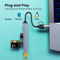 Hub 2 en 1 con 5 puertos USB 3,0, adaptador multipuerto OTG Hub SD TF, lector de tarjetas