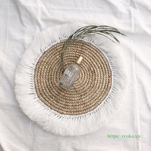 Eco-Friendly High Quality Bamboo Bohemian Modern Luxury <b>Coaster</b> <b>Woven</b> Mats Pads 4inch Diameter Home Hotel Restaurant Wedding - Product Image 1