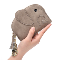 Dompet Koin LOGO Kustom dengan Desain Gajah Perempuan Lucu Kartun Lembut Dompet Mini Dompet Hewan Dalam Jumlah Besar Dompet Kecil