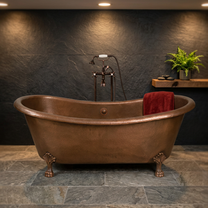 Baignoire ovale autoportante de luxe en métal de style antique avec pieds à griffes et robinet mural pour adultes INDIAN HOME CRAFTS - Product Image 3