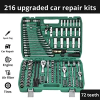 Ensemble d'outils de réparation automobile Lanmo de 216 pièces, à commande manuelle, en acier au carbone, à rangée verticale, avec douilles de 10 à 60 mm, garantie 1 an