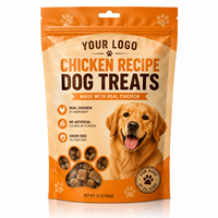 Sachet d'emballage personnalisé imprimé pour aliments pour animaux de compagnie, pochette à fenêtre verticale pour friandises pour chiens, collations pour chats, emballage pour recettes au poulet