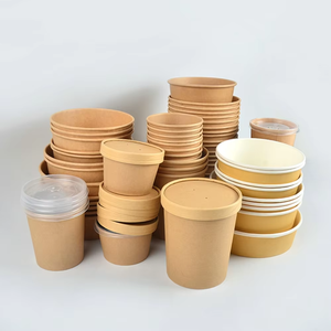 SenAng05 Promozione: Grande Ciotola per Porridge 350Ml, Doppia Parete, Ecologica, Usa <span class=keywords><strong>e</strong></span> Getta, Rotonda in Carta Kraft con Coperchio - Product Image 1