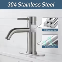 Robinet Mitigeur Monotrou Monocommande Noir en Acier Inoxydable 304 pour Lavabo, Eau Chaude et Froide, Céramique, Style Moderne pour Salle de Bain - Grande Vente