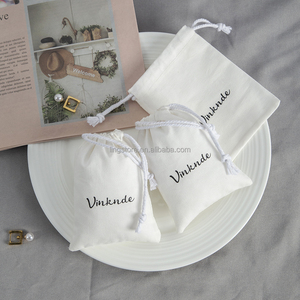 Factory Sale Eco-Friendly <b>White</b> Cotton Dust <b>Bag</b> 7*9 cm Drawstring Pouches for Earrings Cosmetic Jewelry Packaging with Rope - Product Image 4