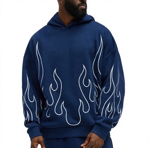 Chándal con Capucha para Hombre, Azul Marino, Diseño Sólido, Transpirable, Ligero, 100% Algodón, Casual, Largo, Corte Regular, con Bolsillos Laterales - Product Image 2