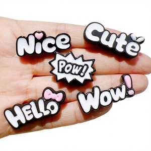New Hot "cute" "nice" "pow" "hello" "<strong>wow</strong>" Letter Decoration Supplied for <strong>Hair</strong> Tie Hairpins Shoes Bag Pen Box Keychain Clothing - Product Image 1
