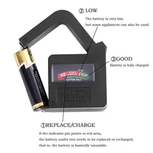 Vérificateur de batterie universel facile à utiliser, petit testeur de batterie, analyseur de détecteur pour piles AAA/AA/C/D/9V/1.5V