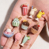 Pendentif miniature en forme de dessert, crème glacée et milk-shake, brillant, style goutte d'huile, accessoire mignon pour fille