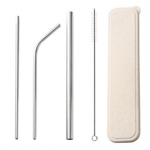 Custom LOGO <b>Drinking</b> Reusable Metal Stainless Steel Anti Wrinkle <b>Straws</b> Set with 1 Case 1Cleaning Brush 3 <b>Straws</b> - Product Image 1