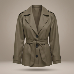 Gabardina de Cuero Sintético Vintage para Mujer, con Cuello de Solapa y Cinturón, para Otoño - Product Image 4