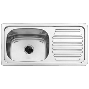 Fregadero compacto de acero inoxidable con desagüe curvo de un solo orificio para uso familiar en gabinetes estándar - Product Image 1