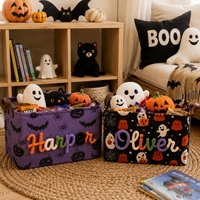 Panier d'Halloween personnalisé pour enfants, seau à bonbons personnalisé avec nom, panier cadeau d'Halloween pour tout-petits