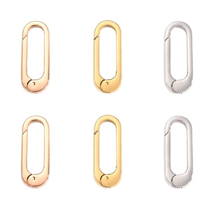 316 Stainless Steel Oval Spring Gate Ring Clasps 18K Gold Plated 18x7mm Open Carabiner Lock Connectors - Product Image 5