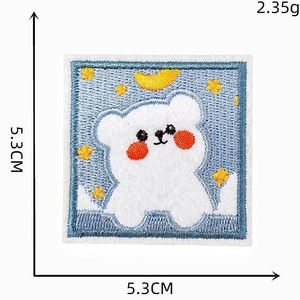 New <b>Cute</b> Iron on Embroidery square White <b>Bear</b> Patch for Decoration - Product Image 6