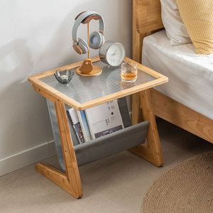 Mesa auxiliar pequeña Zhui Zhu con superficie de vidrio templado, mesa de centro móvil de estilo japonés para apartamentos pequeños, uso junto a la cama - Product Image 3