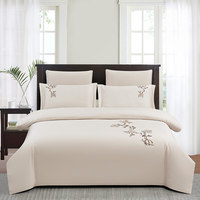 Parure de lit 3 pièces en coton blanc 100% brodé, fraîche, lisse, résistante et brillante, idéale pour villa, chambre d'hôtes, hôtel d'affaires et projets hôteliers