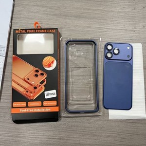 Coque de téléphone portable en métal avec cadre de couleur originale pour iPhone 16 15 14, convertible en coque 17 Pro Max, dos givré avec logo - Product Image 6