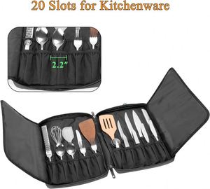 Estuche enrollable para cubiertos con 7 compartimentos, profesional, reutilizable, lavable, protector, para restaurante, cocina, utensilios de cocina - Product Image 5
