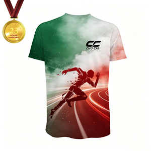 Maglia da maratona OEM da uomo, tricolore, modello Flow Runner, traspirante, in poliestere, a maniche corte, per allenamento - Product Image 2