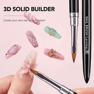 Pinceau à ongles en métal et plastique, 10 mm, 16 mm, en nylon ondulé, pour gel, poudre acrylique 3D, stylo de dessin - Product Image 5