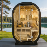Sauna Kayu Solid Uap Basah Elektrik Finlandia Modern dengan Panel Kontrol Komputer untuk Penggunaan di Gym, Rumah Sakit, Apartemen & Luar Ruangan