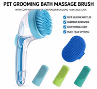 Brosse de toilettage pour animaux de compagnie avec distributeur de savon et de shampoing, poils en silicone doux pour chiens et chats à poils longs, douche OEM