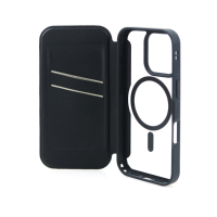 Étui de téléphone en cuir magnétique à rabat avec support, coque arrière transparente en PC, porte-cartes, antichoc