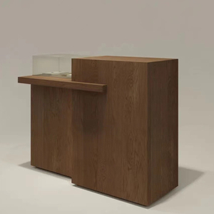 Fabricant professionnel de comptoirs de réception minimalistes en bois, comptoirs de caisse pour commerces de <span class=keywords><strong>d</strong></span>étail, caisses enregistreuses, anti-rouille, écologiques, durables - Product Image 1