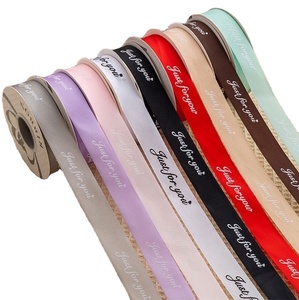Custom Logo Luxury Decoration Roll Packaging Double Satin <b>Ribbon</b> Gold Printing Flower Gift <b>Ribbon</b> Gross Grain Wedding - Product Image 3