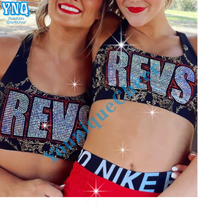 Manufactured Cheer Bling Hotfix <strong>Custom</strong> Rhinestone <strong>Heat</strong> <strong>Transfer</strong> Design Iron On T-shirt - Product Image 2