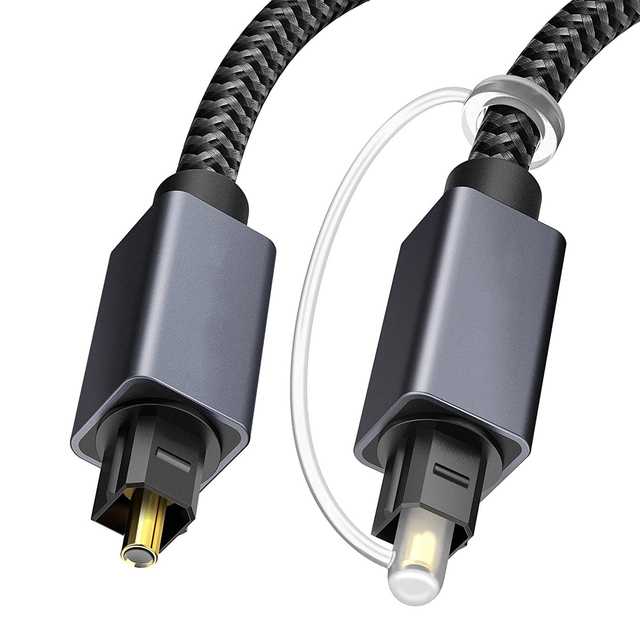 Male to Male Cable Digital Optical Cable Extension Digital Audio Cord Extension Braid Cables Gold-Plated Toslink Audio Cable