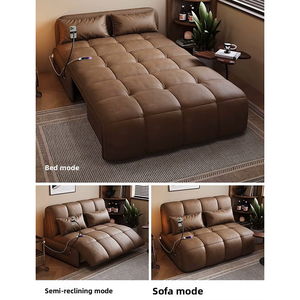 Sofá <span class=keywords><strong>Cama</strong></span> Eléctrico Inteligente de Estilo Vintage con Control por Voz, Diseño Plegable, Estructura Metálica, Almacenamiento y Control Remoto para Hogares Pequeños - Product Image 4