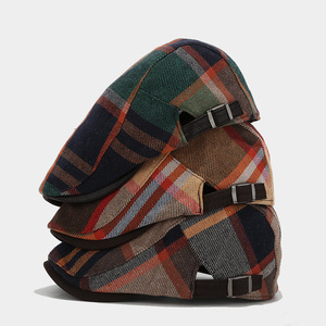 Venta al por mayor de gorra plana de algodón con logotipo personalizado para hombre Newsboy caza a cuadros hiedra sombreros personalizados hiedra sombreros - Product Image 1