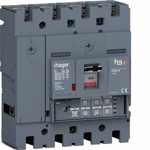 HNT041JR Interruttore automatico scatolato Hagers personalizzabile H3+ P250 LSI 4P 40kA 40A neutro regolabile - Product Image 1