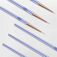 Lot de 3 stylos de dessin pour ongles, pinceaux liner violets 7/9/11mm, poils en nylon, manche en plastique