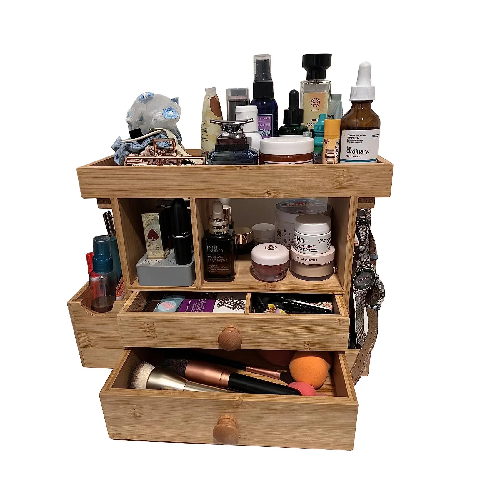 Countertop Makeup Organizer with 3 Drawers and 6 Detachable Divider Multi-Function Cosmetic Storage Box