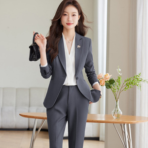Temperamento da pendolare da <span class=keywords><strong>donna</strong></span> professionista Senior Plus-Size grigio per lavoro da colletto bianco sorella maggiore reale maturo autunnale - Product Image 2