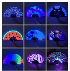 Ventilador Rave de mano plegable grande de 33Cm, Chino/gradiente japonés colorido UV, ventilador plegable, Festival de música, ventilador de baile, regalos - Product Image 6