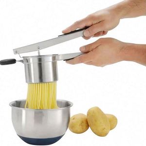 Utensilio de Cocina, Triturador de Papas de Acero Inoxidable Resistente con 3 Discos de Finura Intercambiables, Prensa de Ajo - Product Image 3