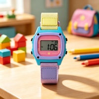 Montre de sport unisexe Happy Camper Classic, bracelet en nylon résistant à l'eau, affichage LED, alarme, boîtier carré luxueux - un charme chic et amusant