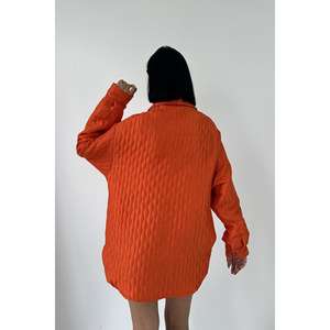 Camisa Acolchada Naranja con Botones para Mujer, Blusa Informal de Popelina para Uso Diario - Product Image 1