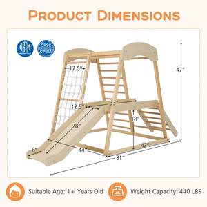 어린이 실내 정글짐 DIY 장난감 클라이밍 대형 6-in-<span class=keywords><strong>1</strong></span> 놀이터 프레임 실내 목재 어린이 놀이기구 유아 남아 여아용 - Product Image 4