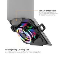 Support de tablette pour ordinateur portable de jeu NBH-8GL RGB avec ventilateur de refroidissement pour montage d'écran, ordinateur portable jusqu'à 17 pouces, capacité de 19,8 livres