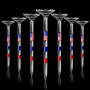 Solid Plastic Golf Tees 83mm <b>Large</b> <b>Cup</b> 8 Prong Transparent Usa Flag Design Bulk Packaging - Product Image 1